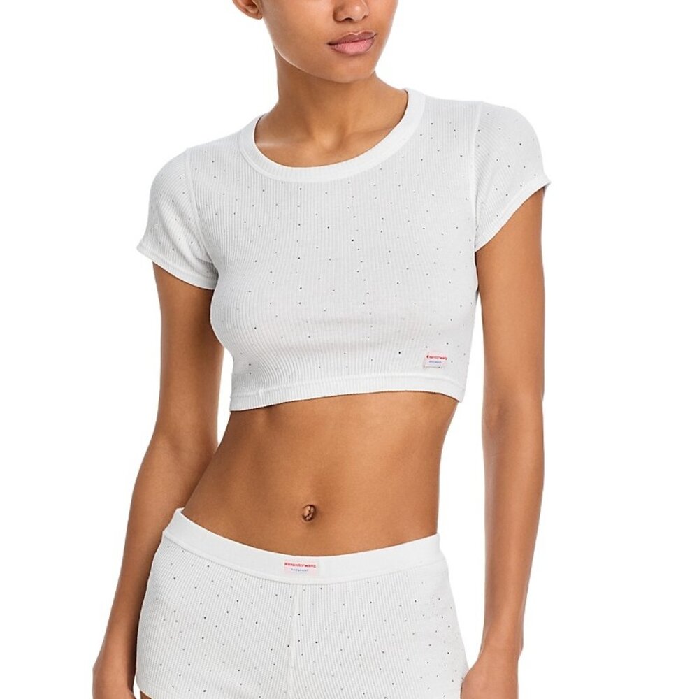 #530 Alexander Wang Crysal Hotfix Crop Top